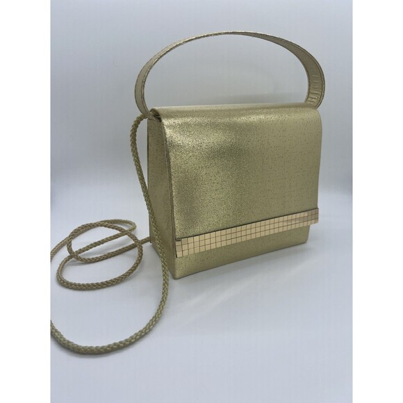 Daniel Ames Gold Metallic Clutch Purse With Strap Handle Formal Evening Handbag - Picture 1 of 14